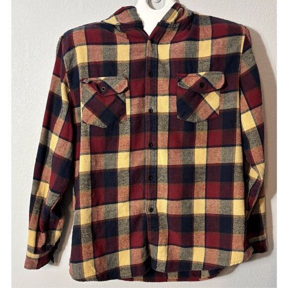 Molokai Surf Co. Shirt Mens Size 2XL Red Plaid Hooded Flannel Beach Hawaii - Picture 3 of 8